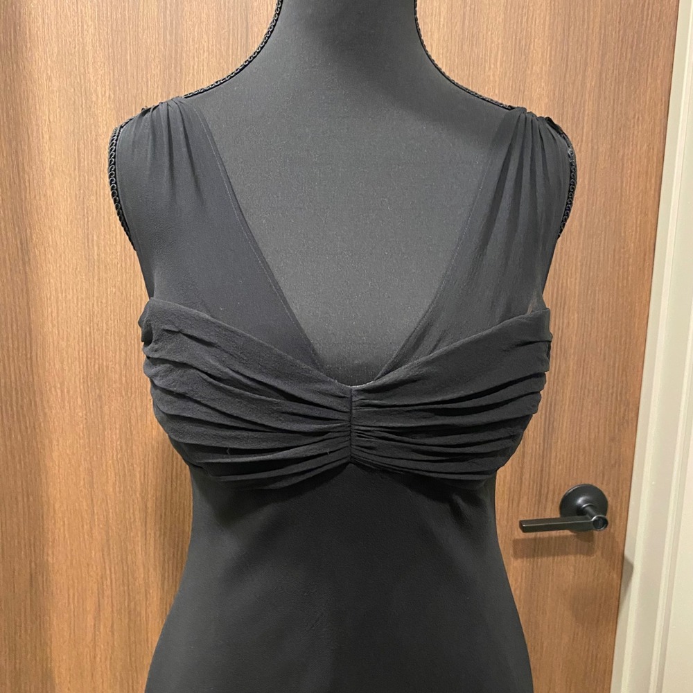 JONES NEW YORK Vtg 90s Silk Midi Maxi Dress 8 Black Tie Whimsigoth Fairy - Picture 6 of 16